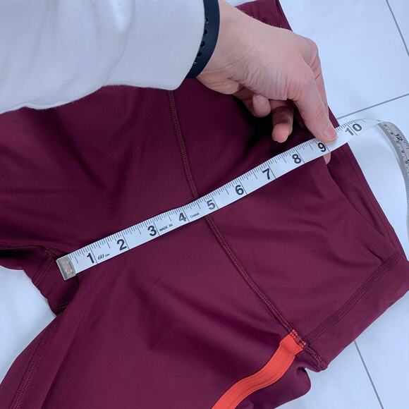 Lululemon Leggings Womens 4 Red Zip the Line Cropped Mesh Sheer Gym Run Athletic - Picture 10 of 11